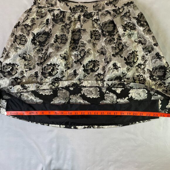 Forever 21 Metallic A Line Bubble Skirt Floral Mini Black Silver Size M - Picture 6 of 9